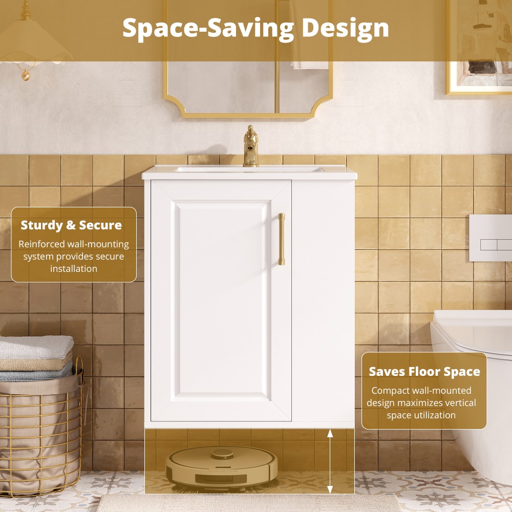 Wall Mounted Bathroom Cabinet with Side Cabinet Combo Soft Closing Door