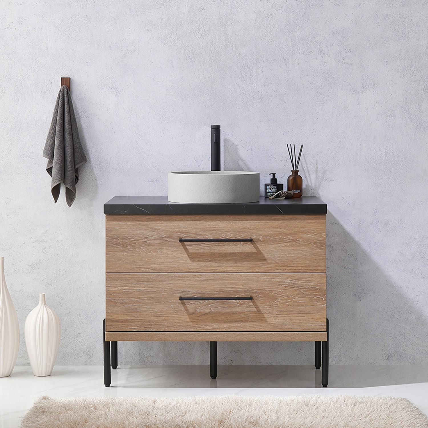 Miseno MV-NM-705136C Trento 36″ – North American Oak / Black