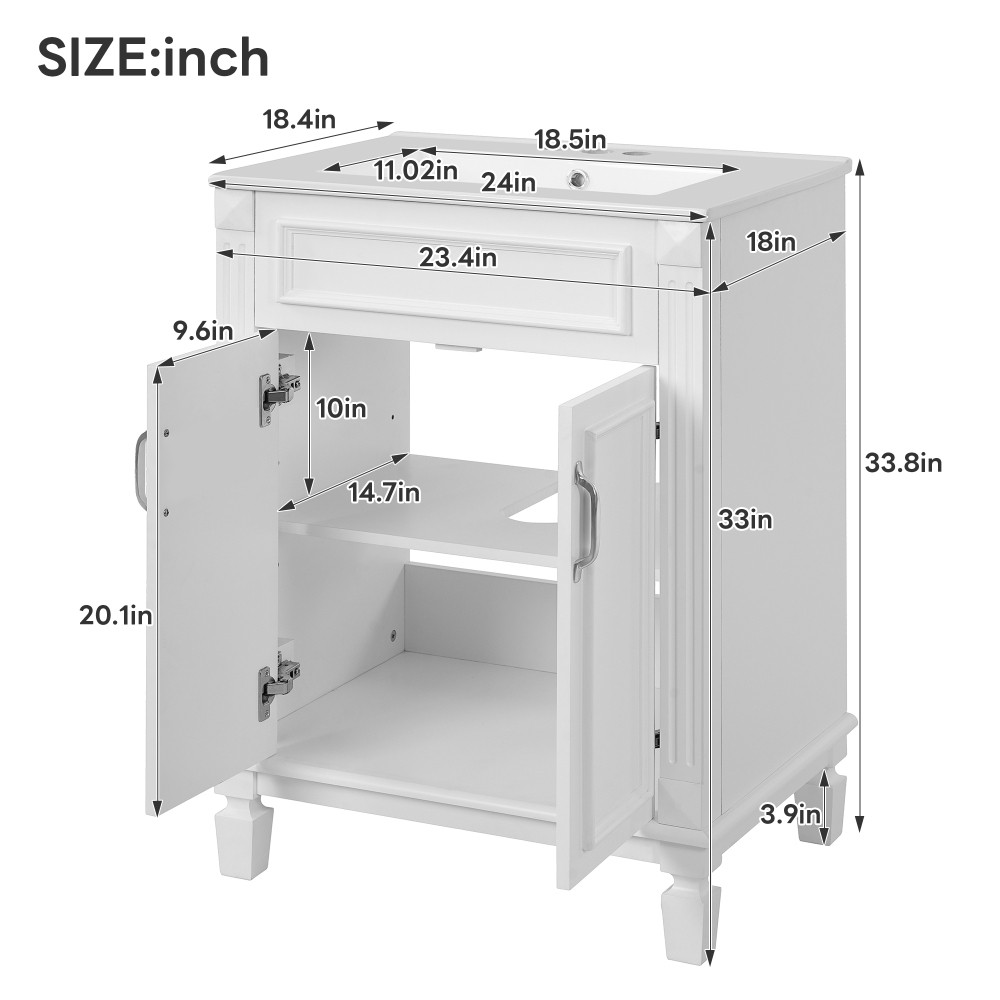 Bathroom Vanity W Top Sink 2 Soft Closing Doors Adjustable Shelf
