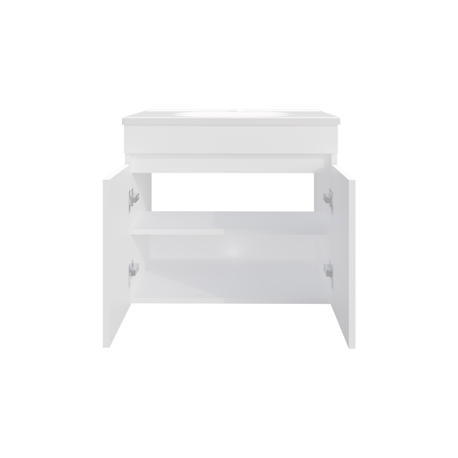 Bathroom Vanity with Sink, 2 Doors & 2 Shelves, White, 23.2″W