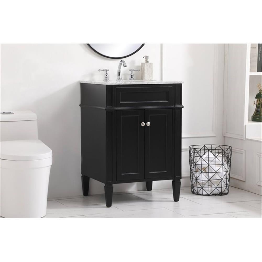 Elegant Decor Park Avenue 24″ Solid Wood & Metal Single Bathroom Vanity in Black