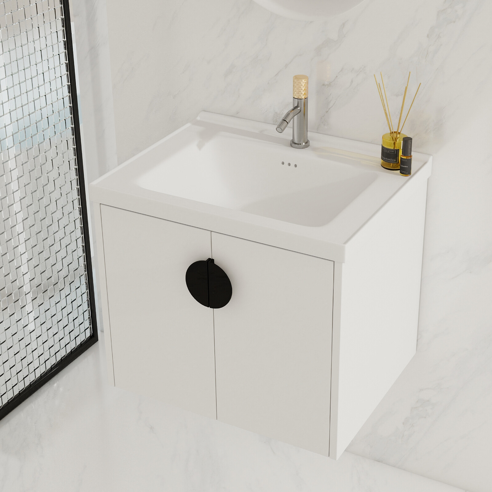 24″28″ Bathroom Vanity Cabinet with Sink and Soft Close Doors for Small Bathroom