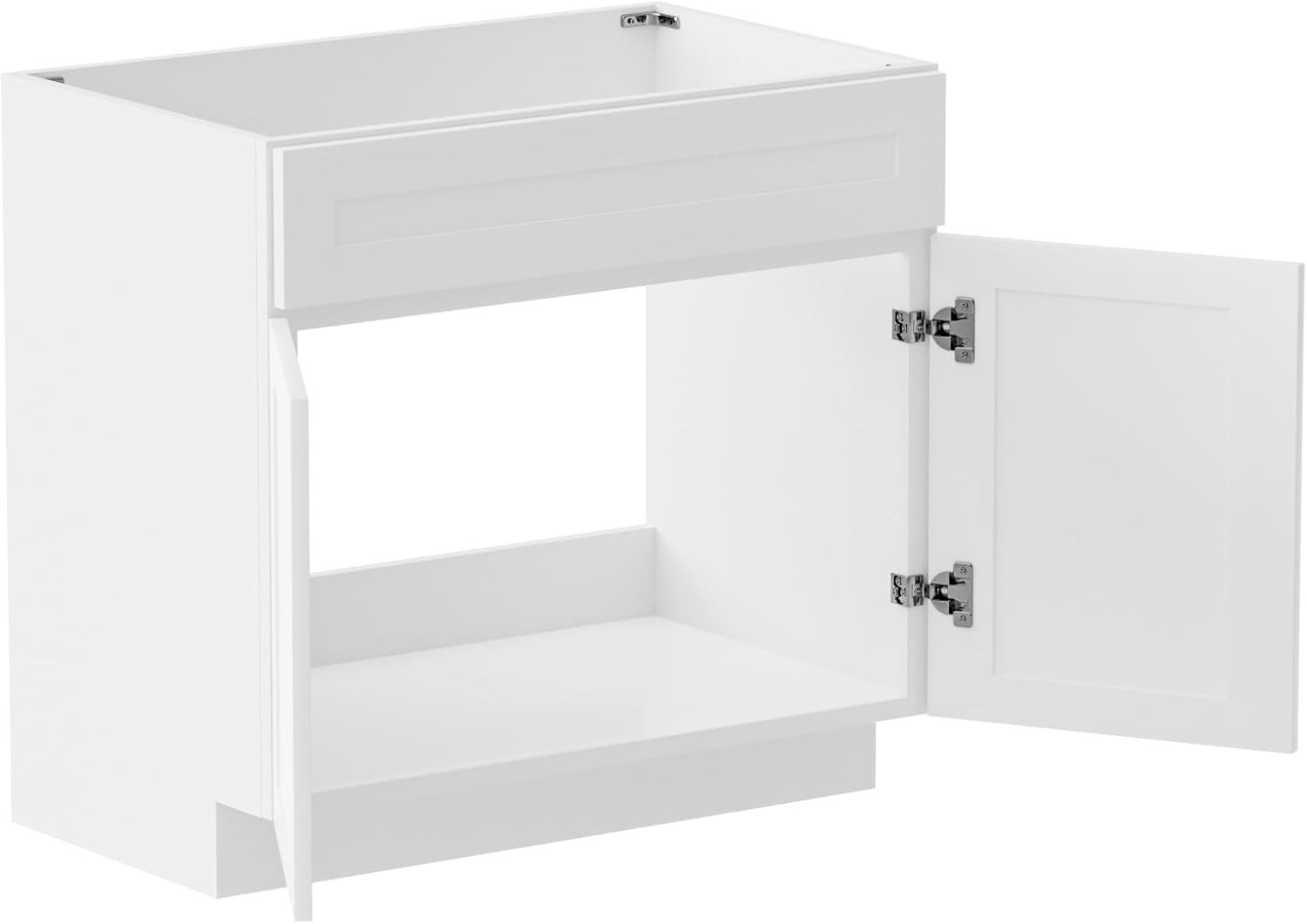 36 Inch Unassembled Bathroom Vanity Cabinet, White, Sink & Handles Not Included