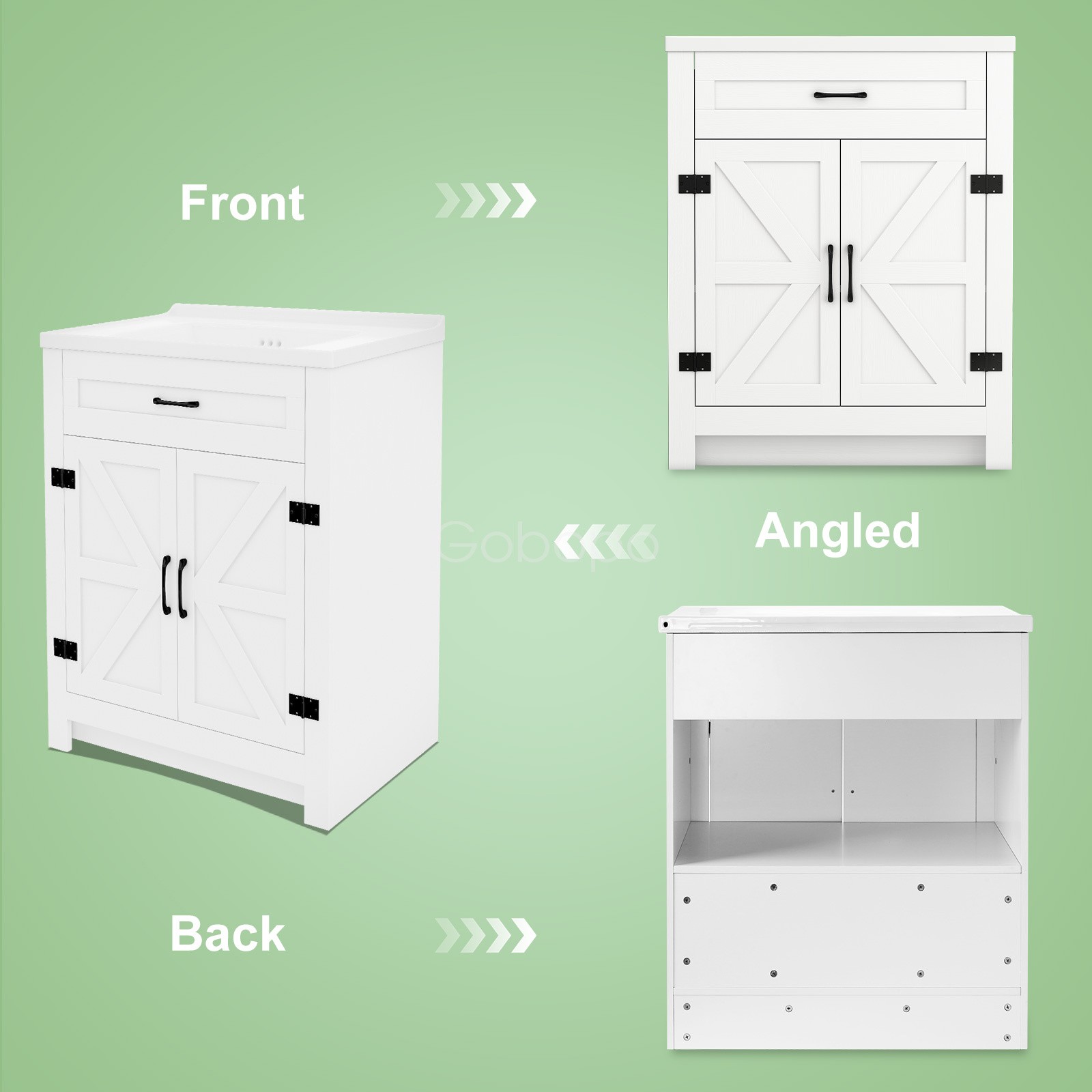 23” Bathroom Vanity w/Ceramic Sink Modern Freestanding Storage Vanity Cabinet