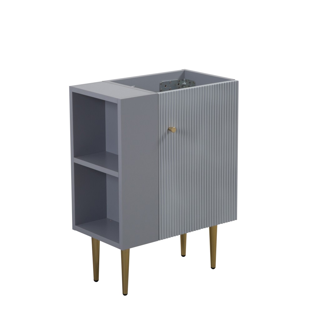 21.6″ Bathroom Vanity Base Only with Open Shelf, Soft Close Doors, Matte Gray
