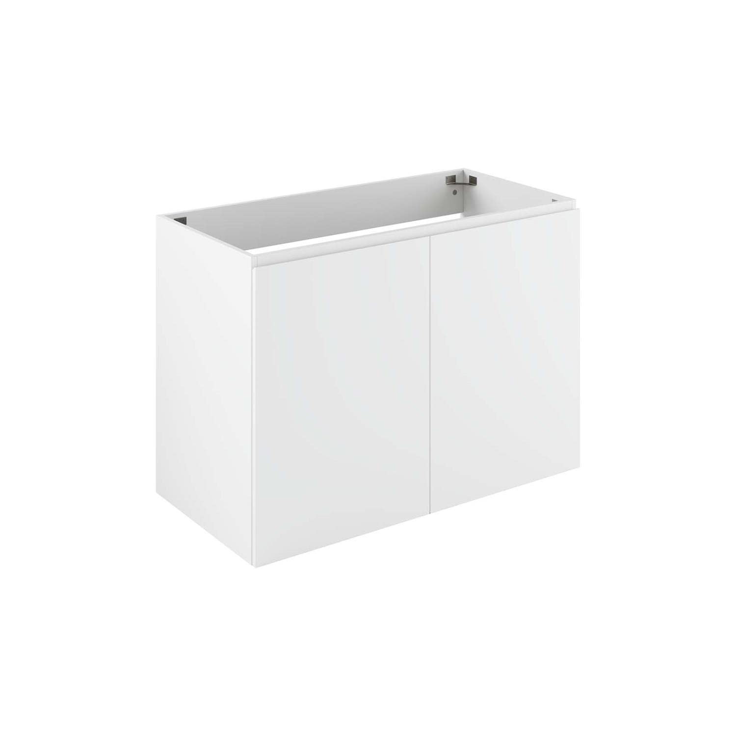Modway Vitality 35″ Plastic and Wood Wall-Mount Bathroom Vanity in White