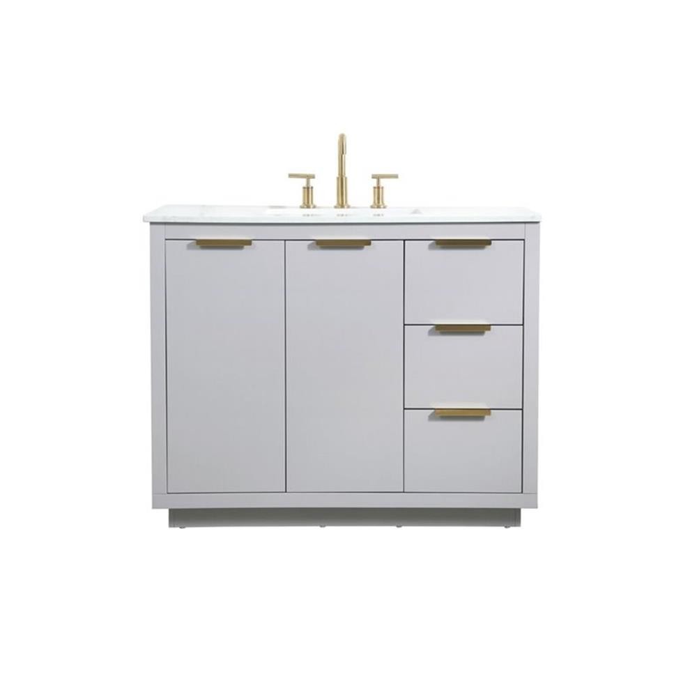 Elegant Decor Blake 42″ Aluminum Alloy MDF Single Bathroom Vanity in Gray
