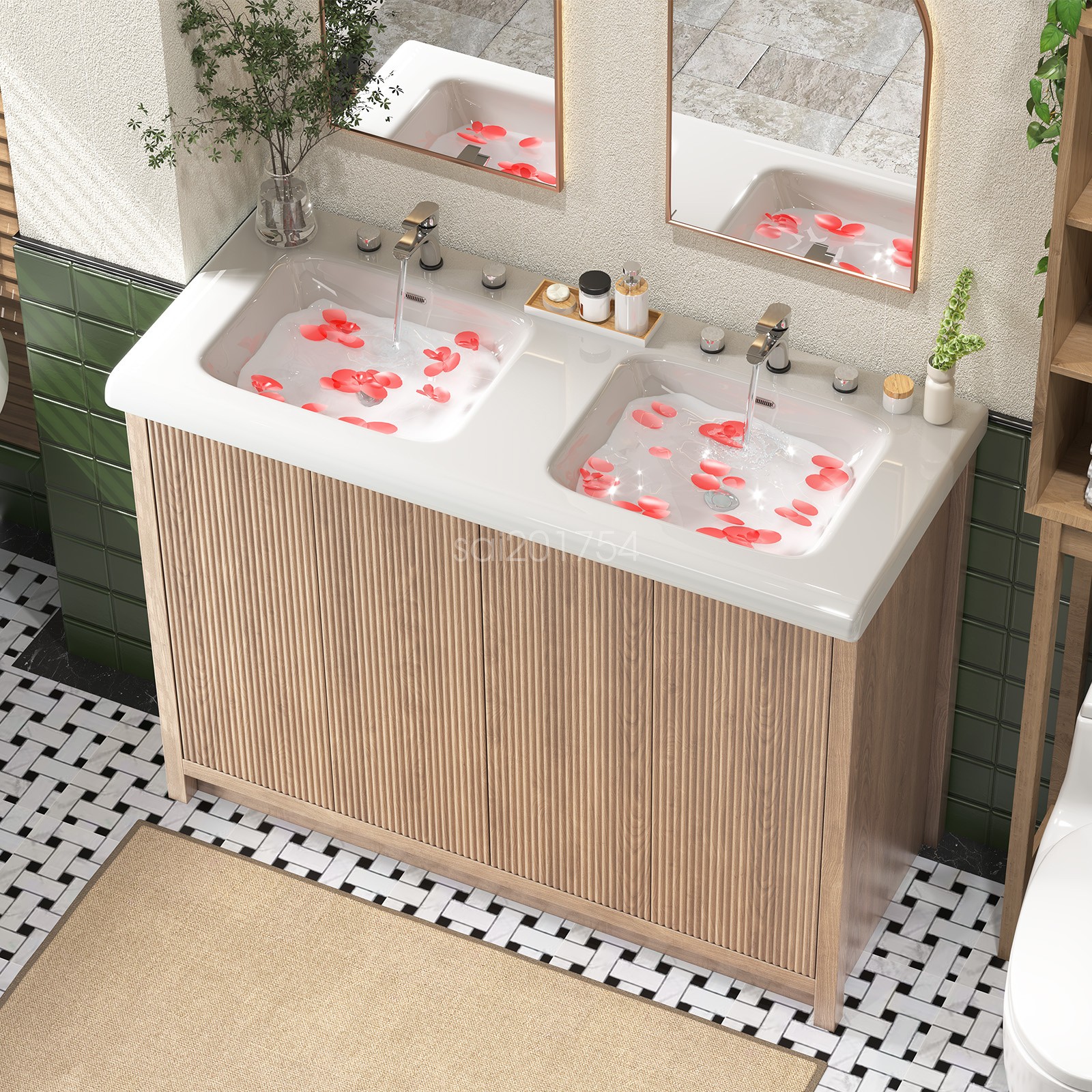 47.3″ Bathroom Vanity with Sink Floor Stand Storage Cabinet Set