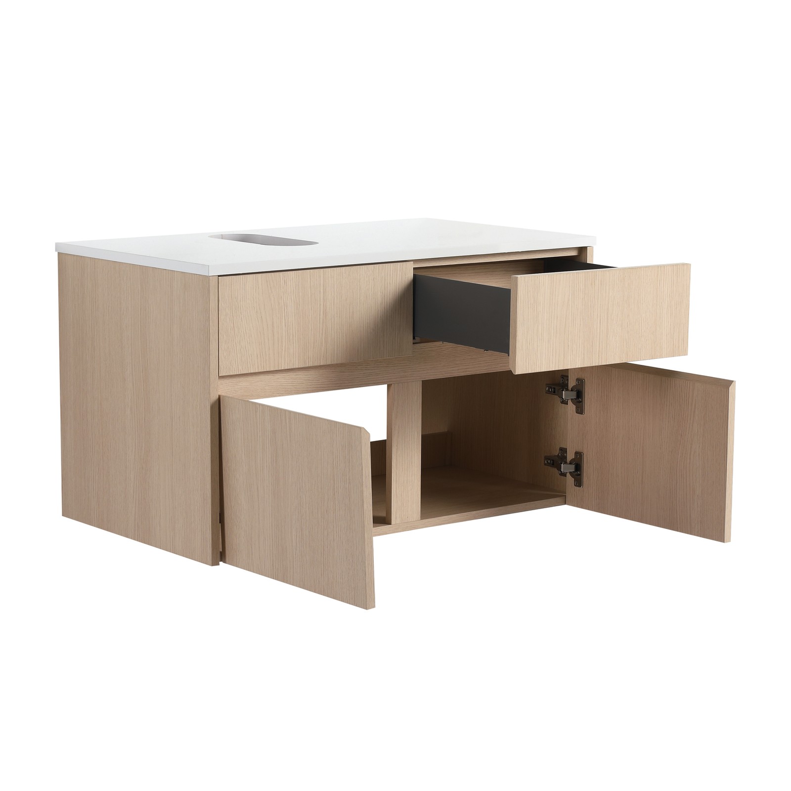 32″ Wall-Mounted Bathroom Vanity, 2 Doors & 1 Drawer, White Oak