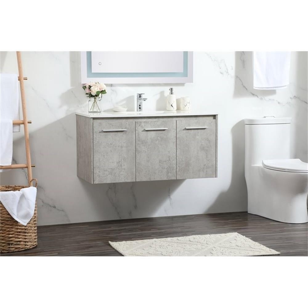 Elegant Decor Penn 40″ Aluminum Alloy MDF Single Bathroom Vanity in Gray