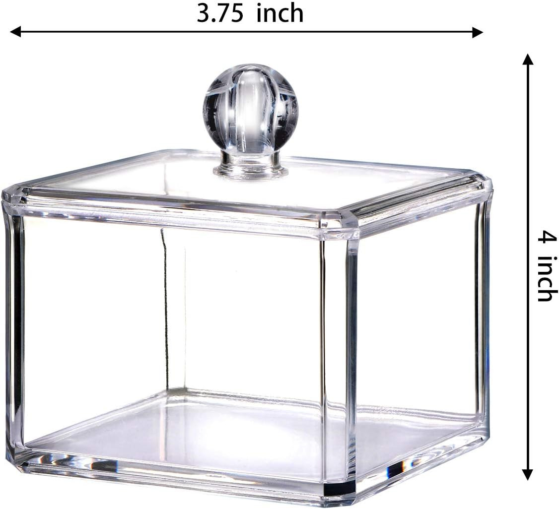 Modern Square Qtip Holder Acrylic Bathroom Vanity Countertop Storage Organizer C