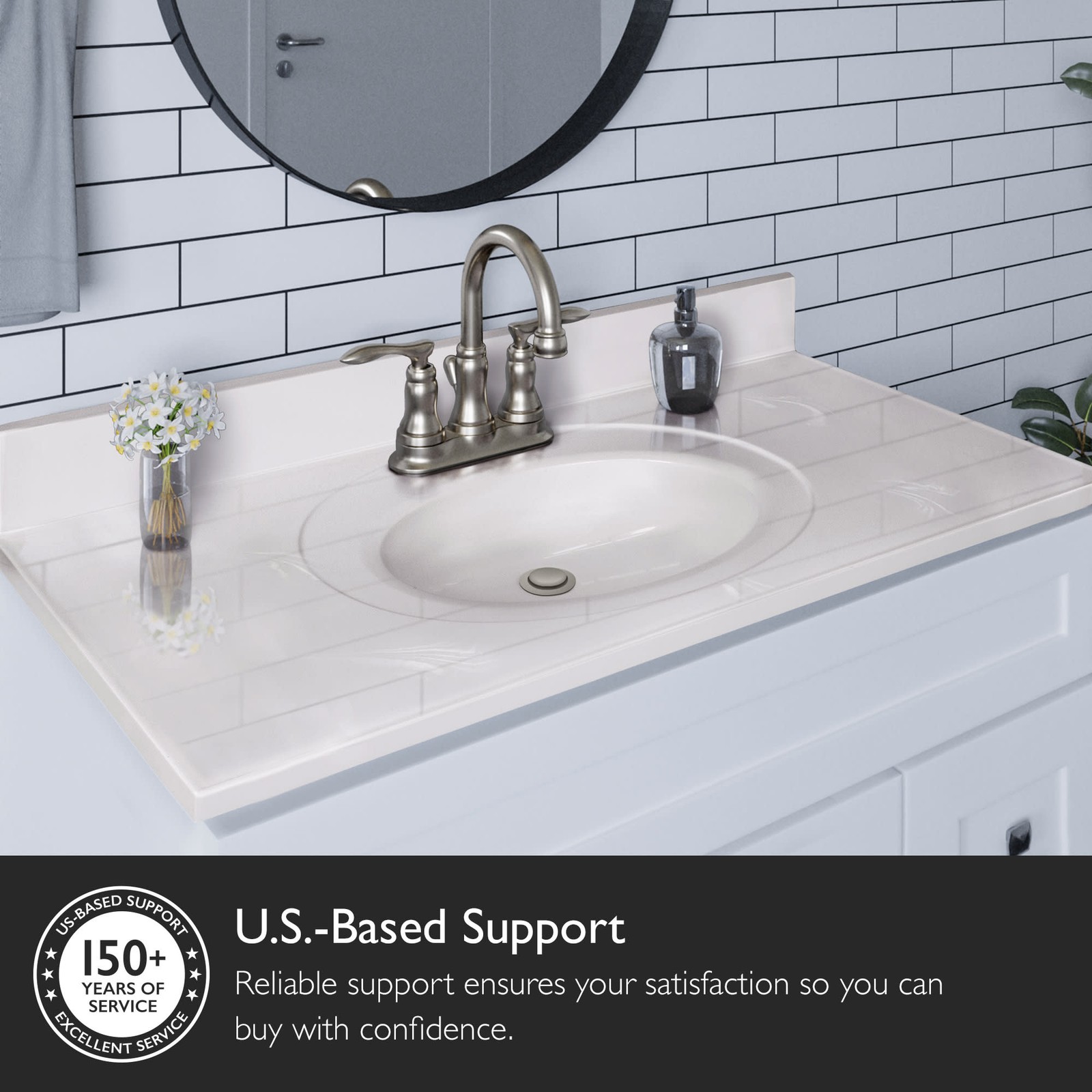 Design House 586164 43″ Cultured Marble Vanity Top – White