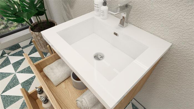 BOHEMIA LINA 24″ WALL MOUNTED BATH VANITY WITH REINFORCED ACRYLIC SINK MOB24