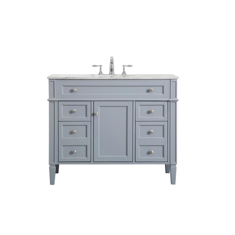Elegant Decor Park Avenue 42″ Metal MDF Marble Single Bathroom Vanity in Gray