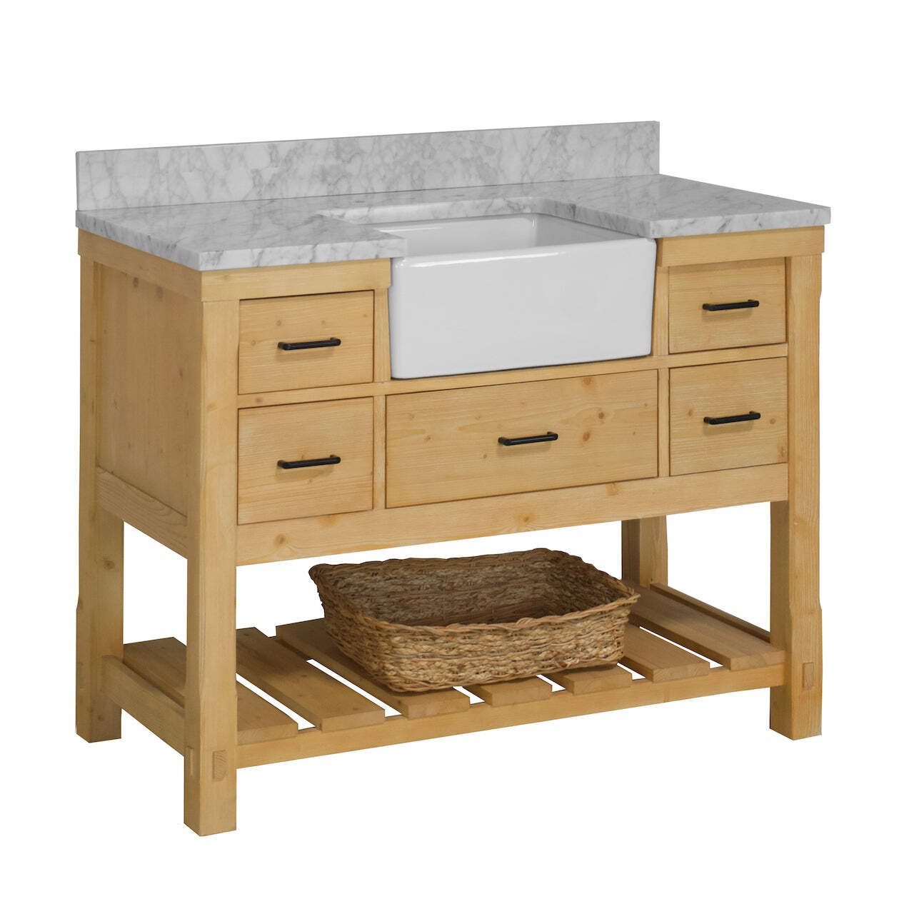 Charlotte 48-inch Farmhouse Vanity with Carrara Marble Top