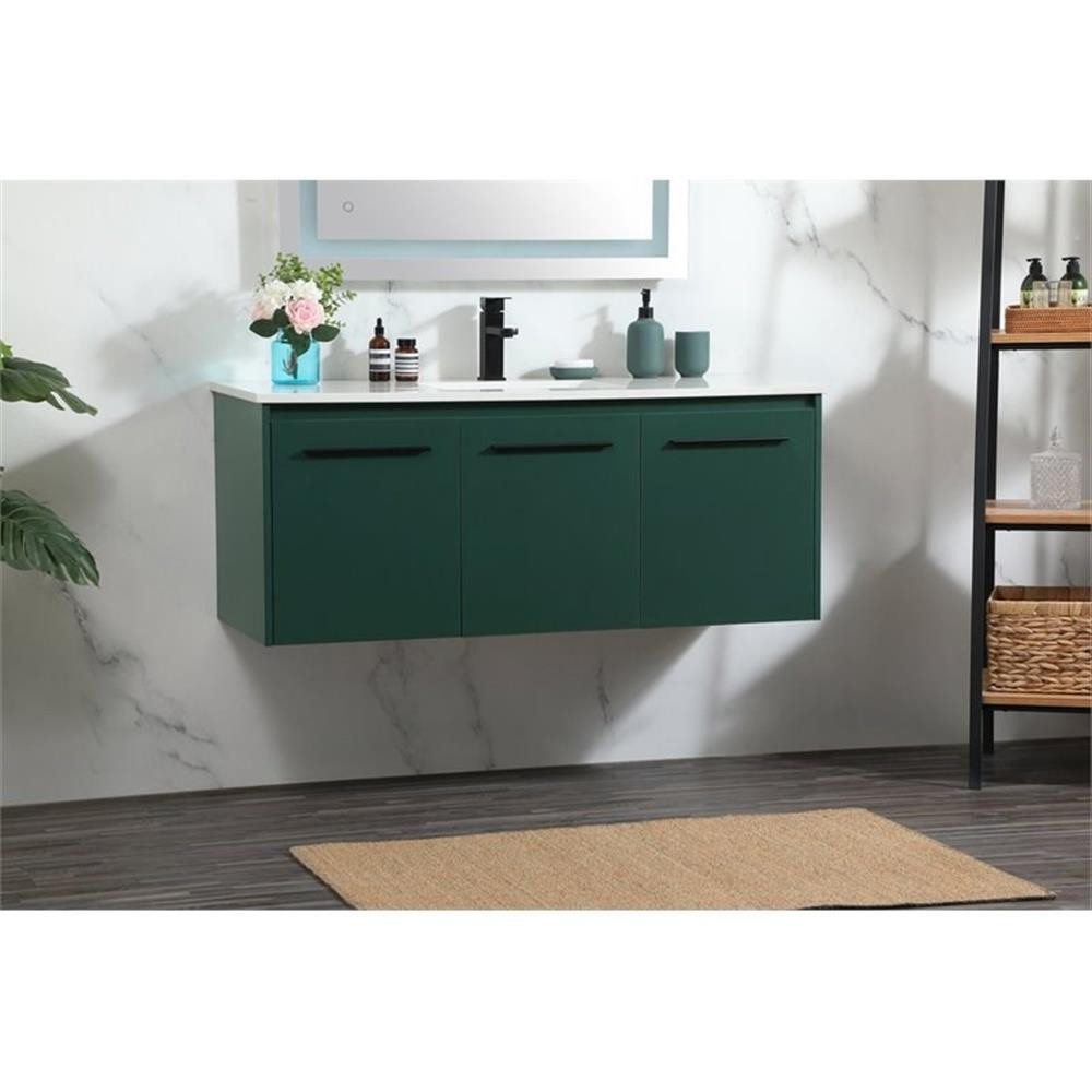 Elegant Decor Penn 48″ Aluminum Alloy MDF Single Bathroom Vanity in Green