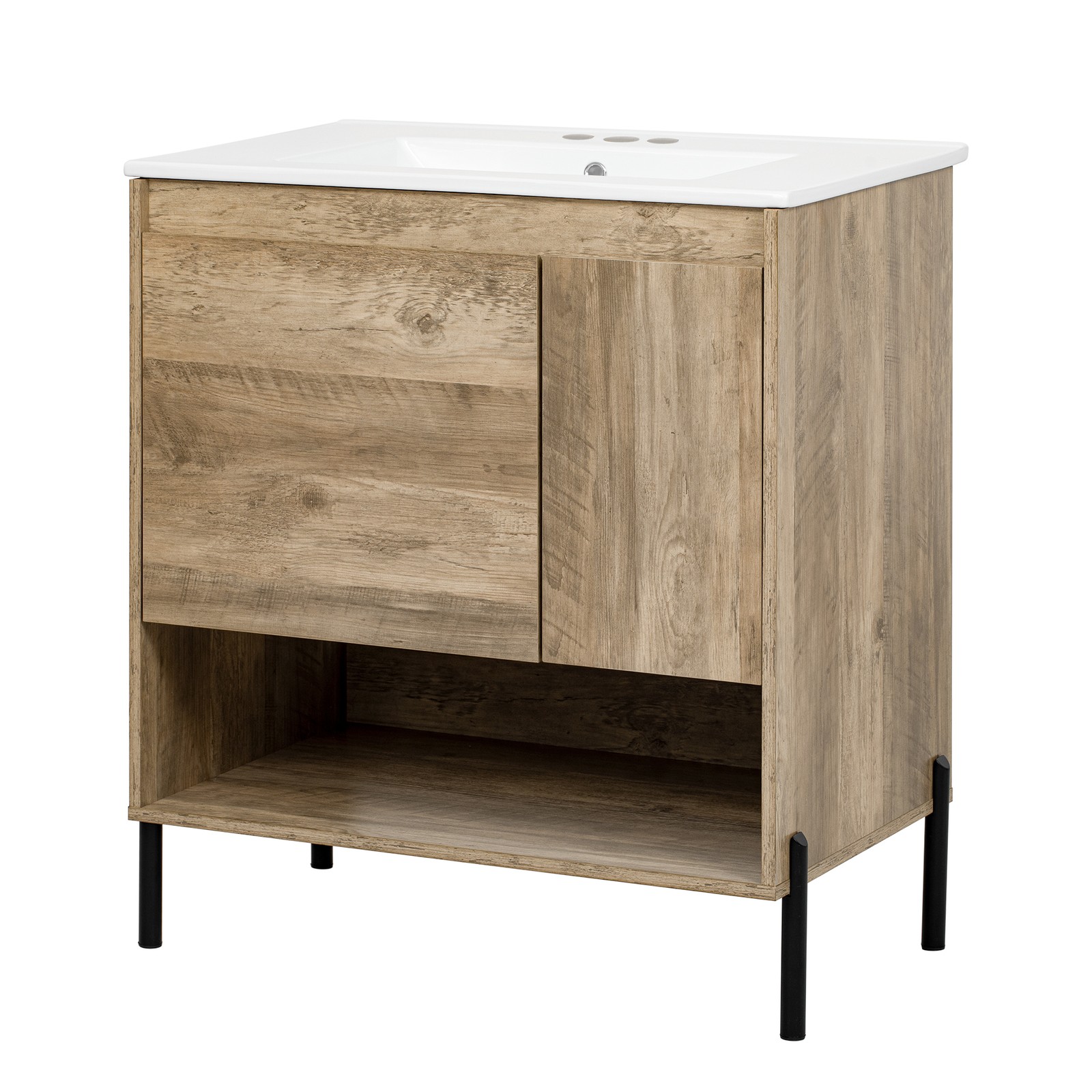 30″ Modern Wood Bathroom Vanity w/Ceramic Sink Bathroom Storage Cabinet，Drawer