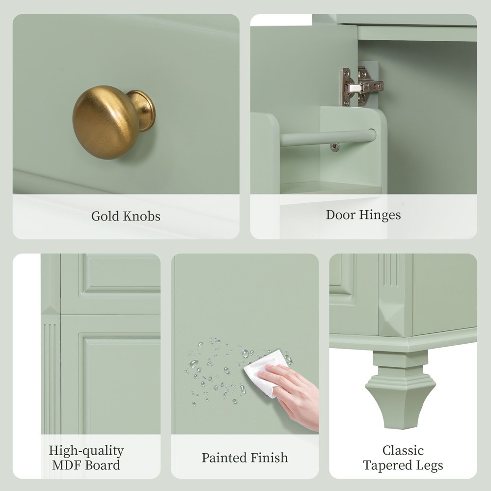 24″ Bathroom Vanity with Sink, Freestanding Vanity Storage Cabinet, 3 Drawers