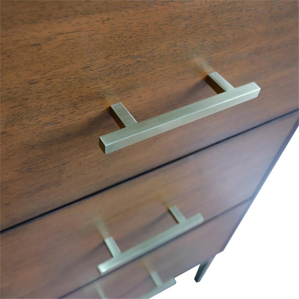 61 in. Double Wooden Vanity Walnut Black Black Galaxy Granite Round Sink
