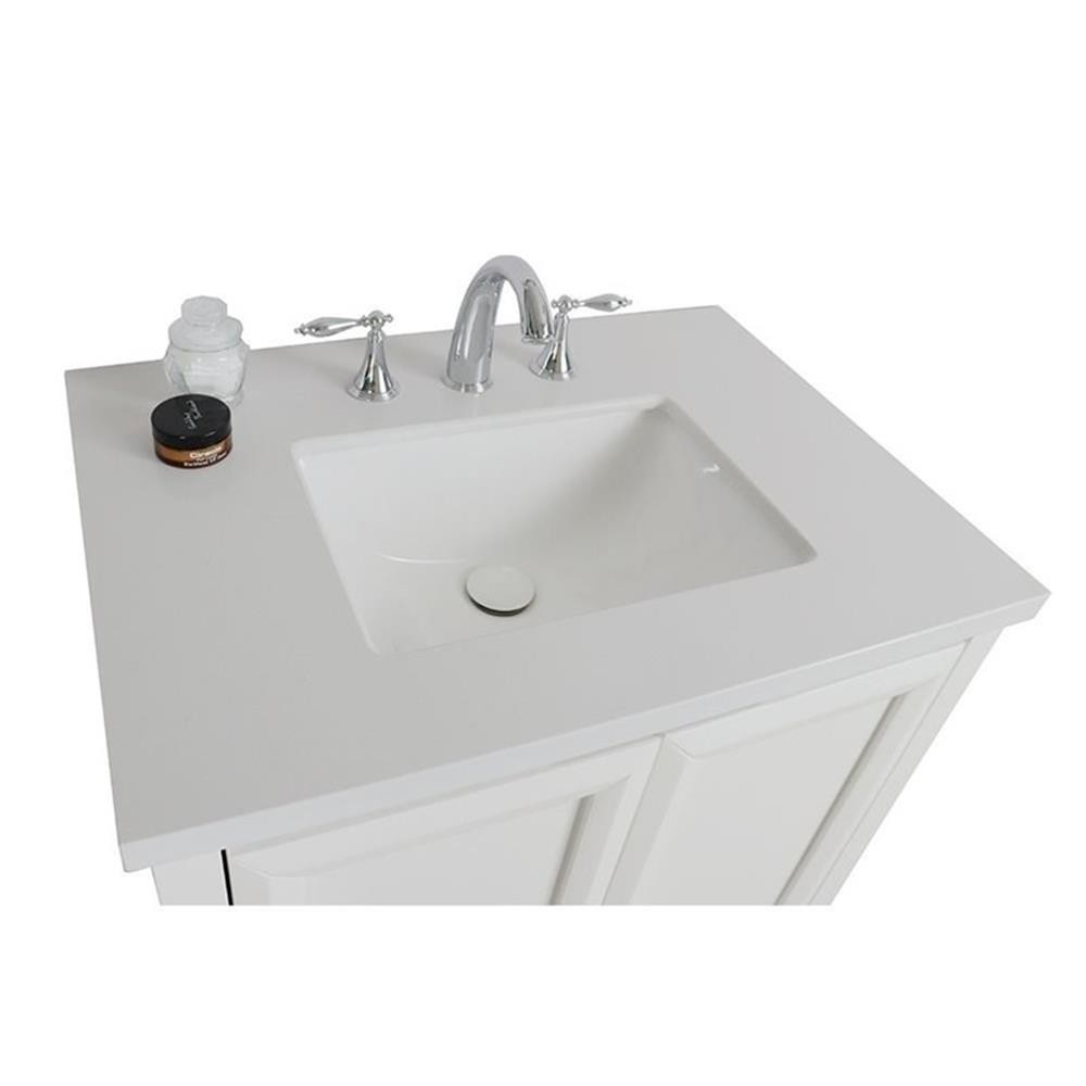 31″ 2-Door Transitional Single Sink Solid Wood Vanity in White