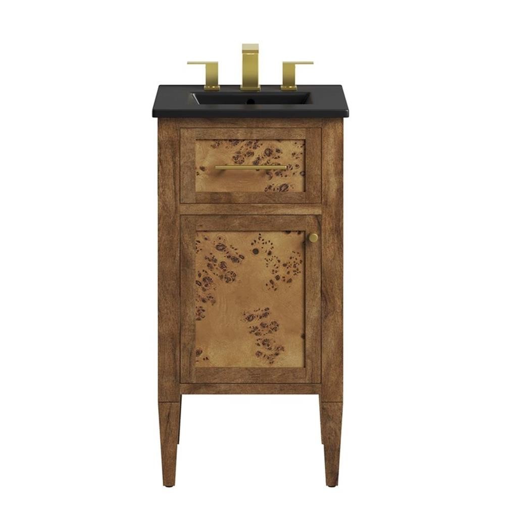 Modway Elysian 18″ Modern Wood Bathroom Vanity in Black and Brown
