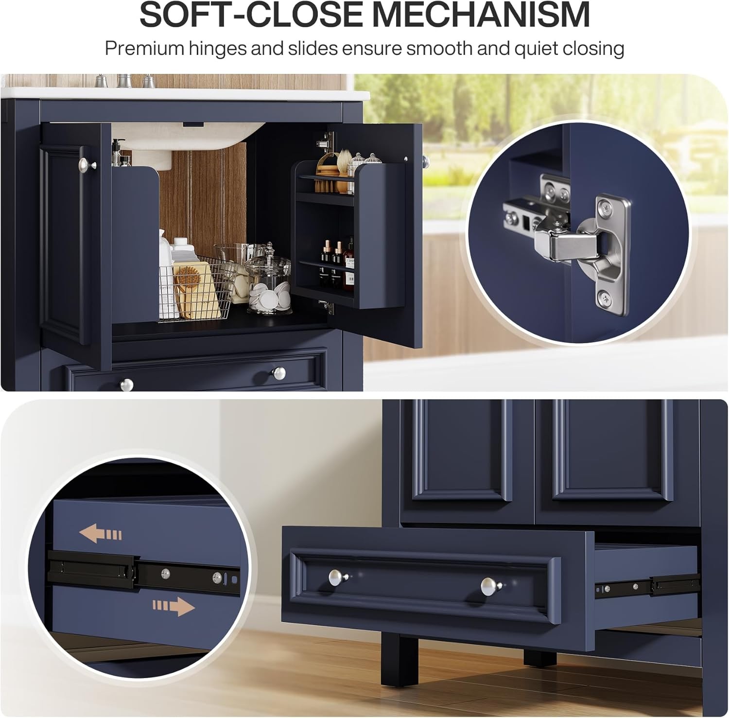 30″Bathroom Vanity Freestanding with Ceramic Sink, Storage Cabinet, Pop Up Drain
