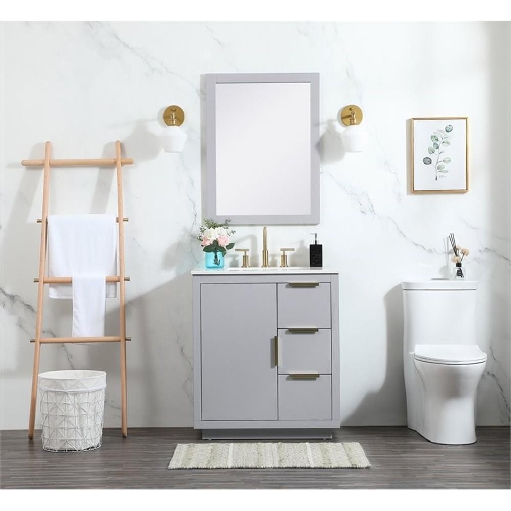 Elegant Decor Blake 30″ Aluminum Alloy MDF Single Bathroom Vanity in Gray
