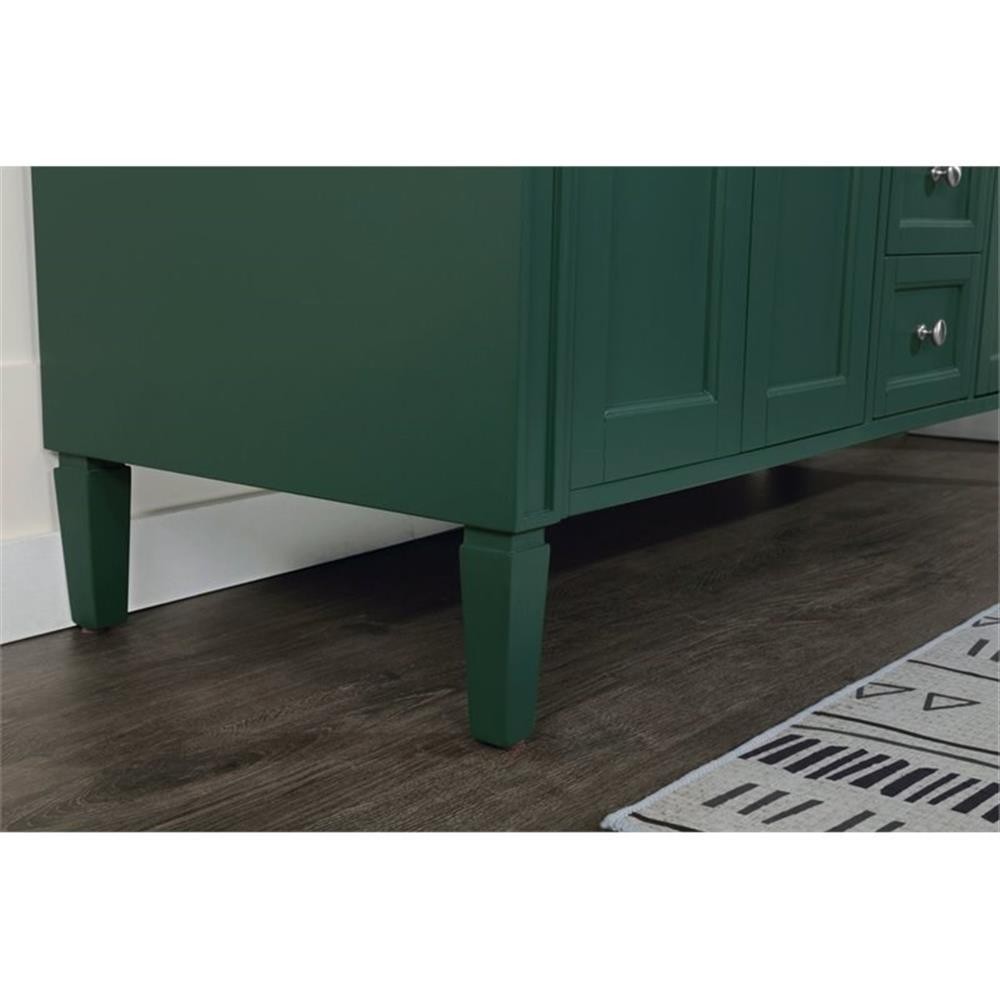 Elegant Decor Park Avenue 60″ Metal MDF Marble Double Bathroom Vanity in Green