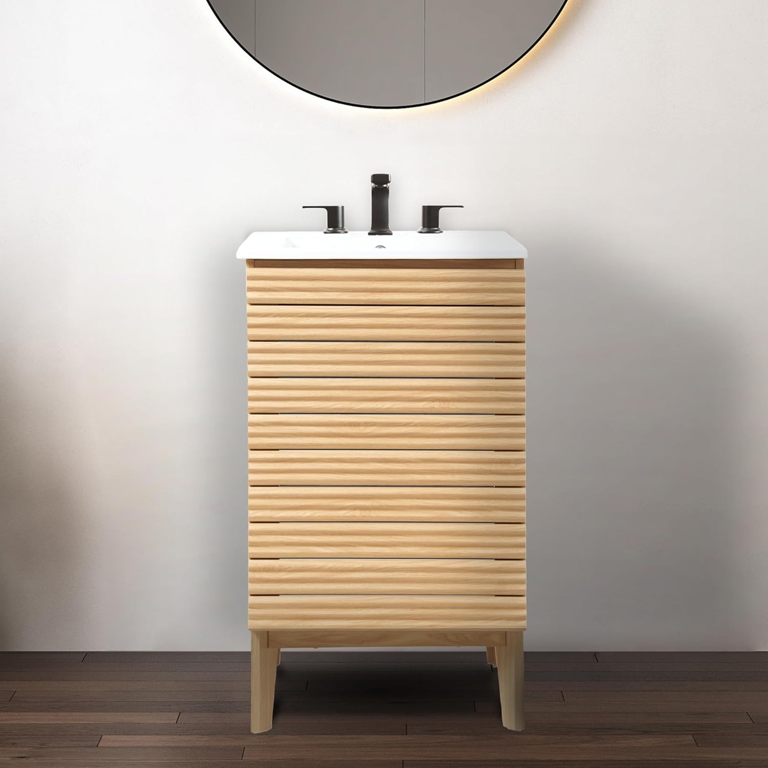 Chic Oak 2-Shelf Bath Vanity Cabinet – Modern Farmhouse Style, 20″ Wide