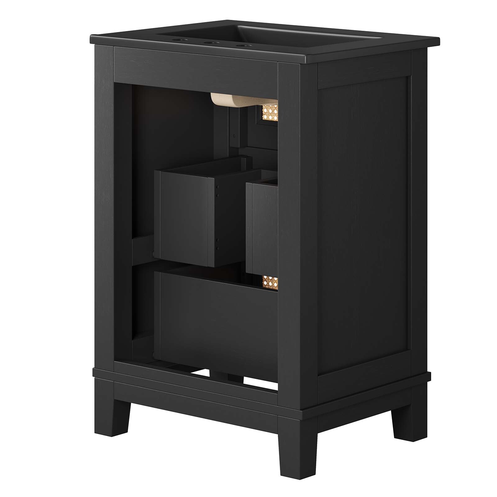 Modway Dixie 24” Solid Wood Bathroom Vanity Cabinet in Black Black