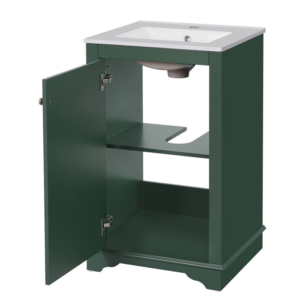20″ Bathroom Vanity w/Sink, Freestanding Bath Vanity Cabinet for Small Bathroom