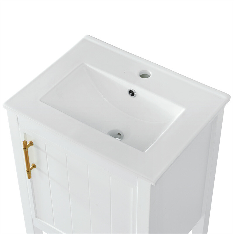 20″ Bathroom Vanity with Sink Combo White Storage Cabinet w/Door & Open Shelf