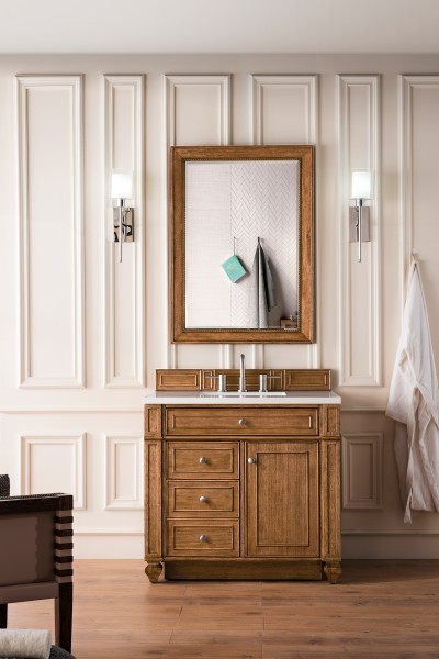 36″ James Martin Bristol 157-V36-SBR-3WZ Vanity Cabinet White Zeus Silestone Top