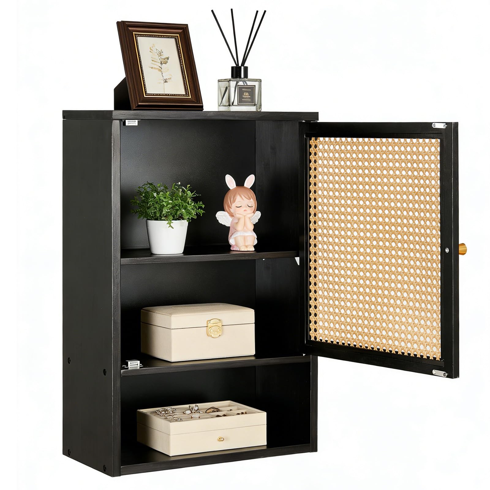 Garvee Rattan Door Bamboo Wall Storage Cabinet,Bathroom Medicine Cabinet,Kitchen