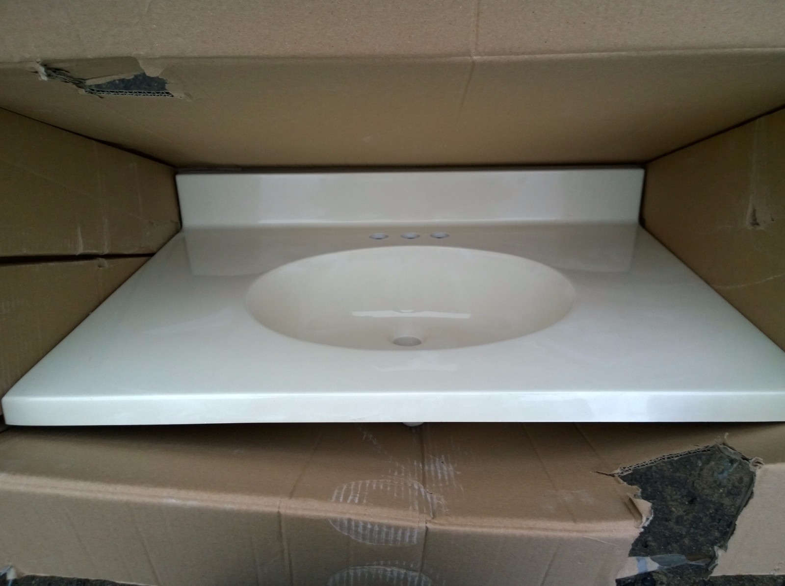 NIB Nice Bathroom White Cultured-Marble VANITY TOP w/ SINK 31″W x 22″D