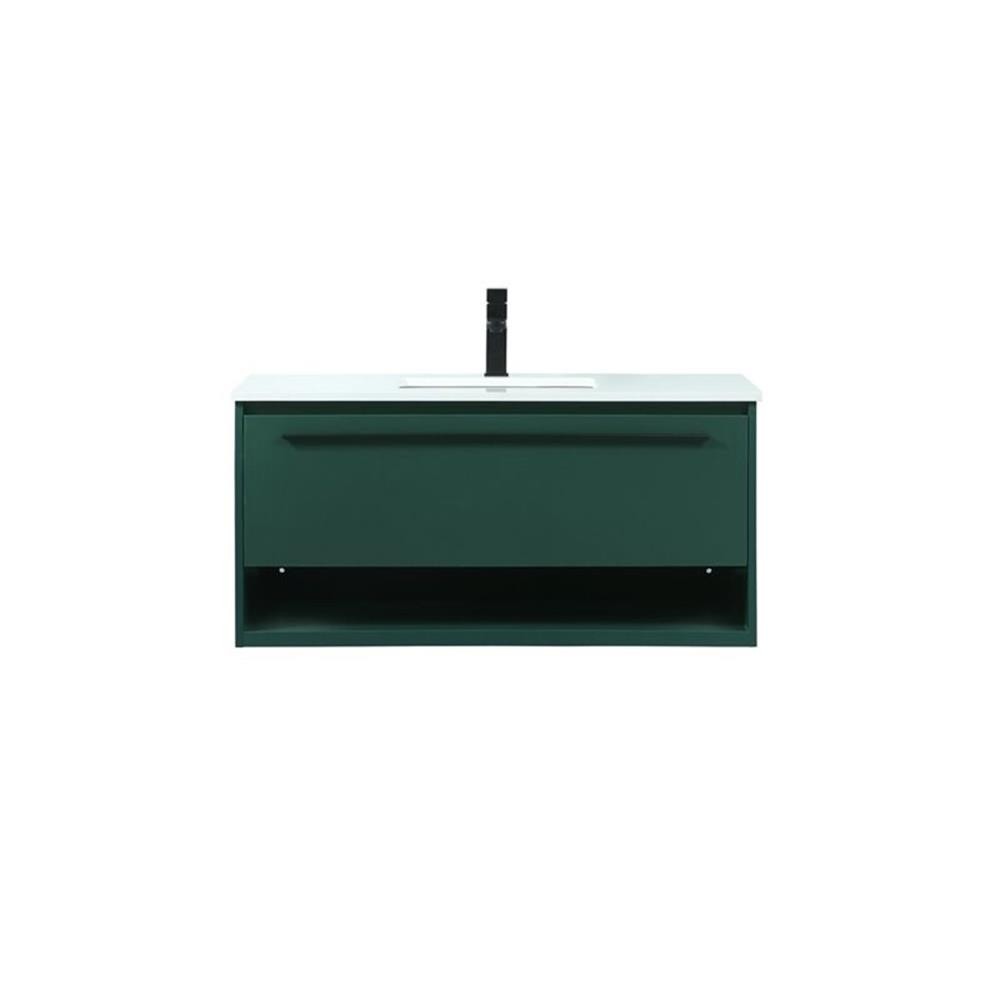 Elegant Decor Roman 40″ Aluminum Alloy MDF Single Bathroom Vanity in Green