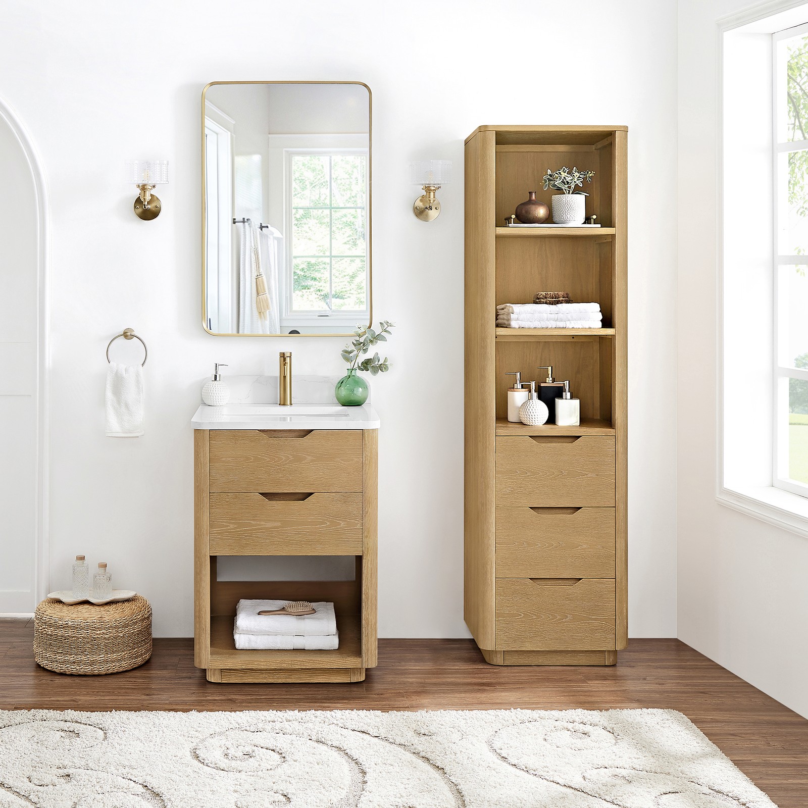 Harbin 24″ Single Bath Vanity in Washed Ash Grey with White Grain Stone Top