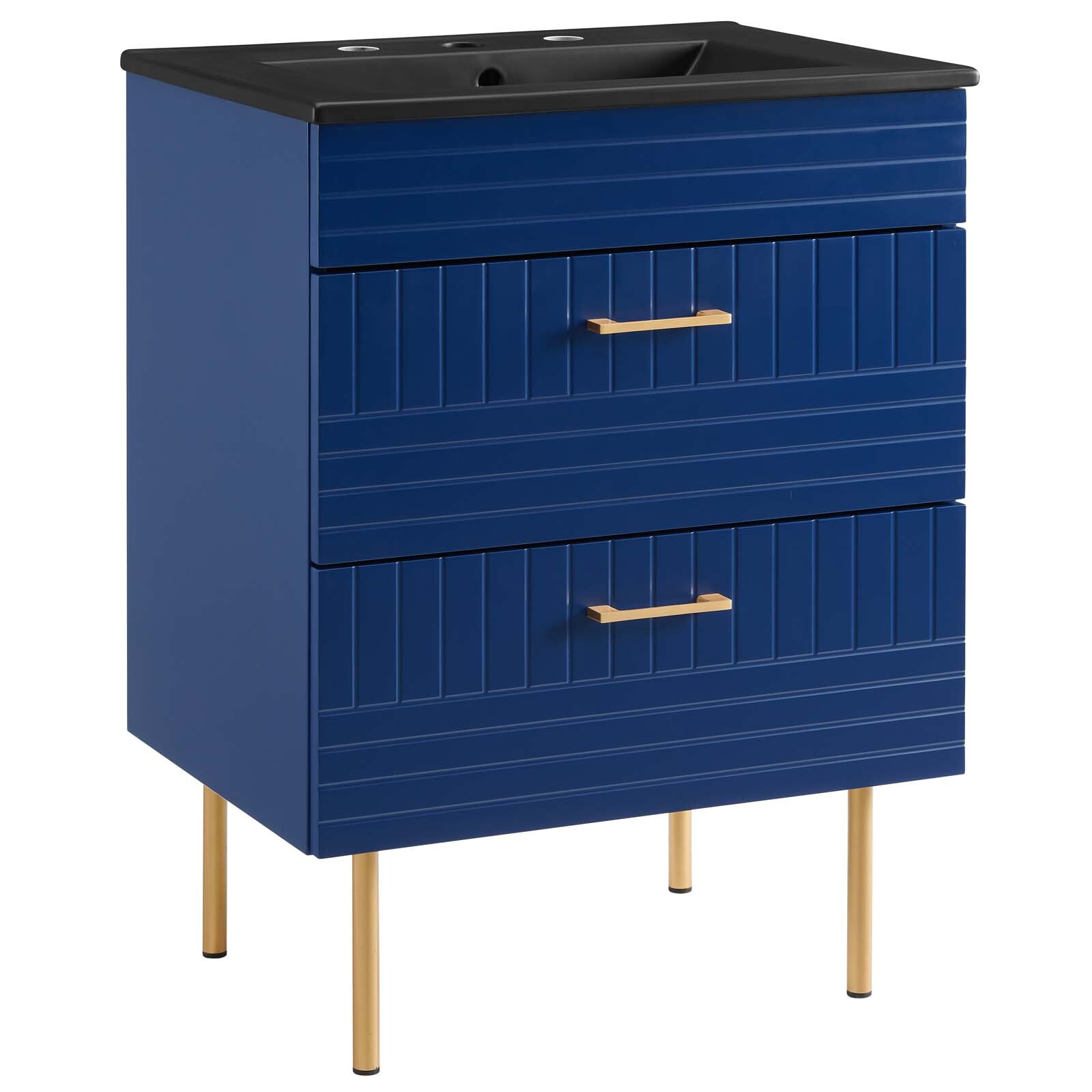 Modway Daybreak 24″ Wall-Mount Bathroom Vanity in Blue Black