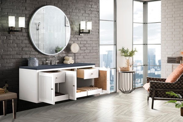 60″ James Martin Athens E645-V60S-GW-3CSP Vanity Cabinet Charcoal Soapstone Top