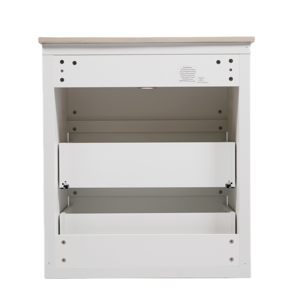 30″ Bathroom Vanity w/ Ceramic Sink, Freestanding Bath Vanity Cabinet, 2 Drawers