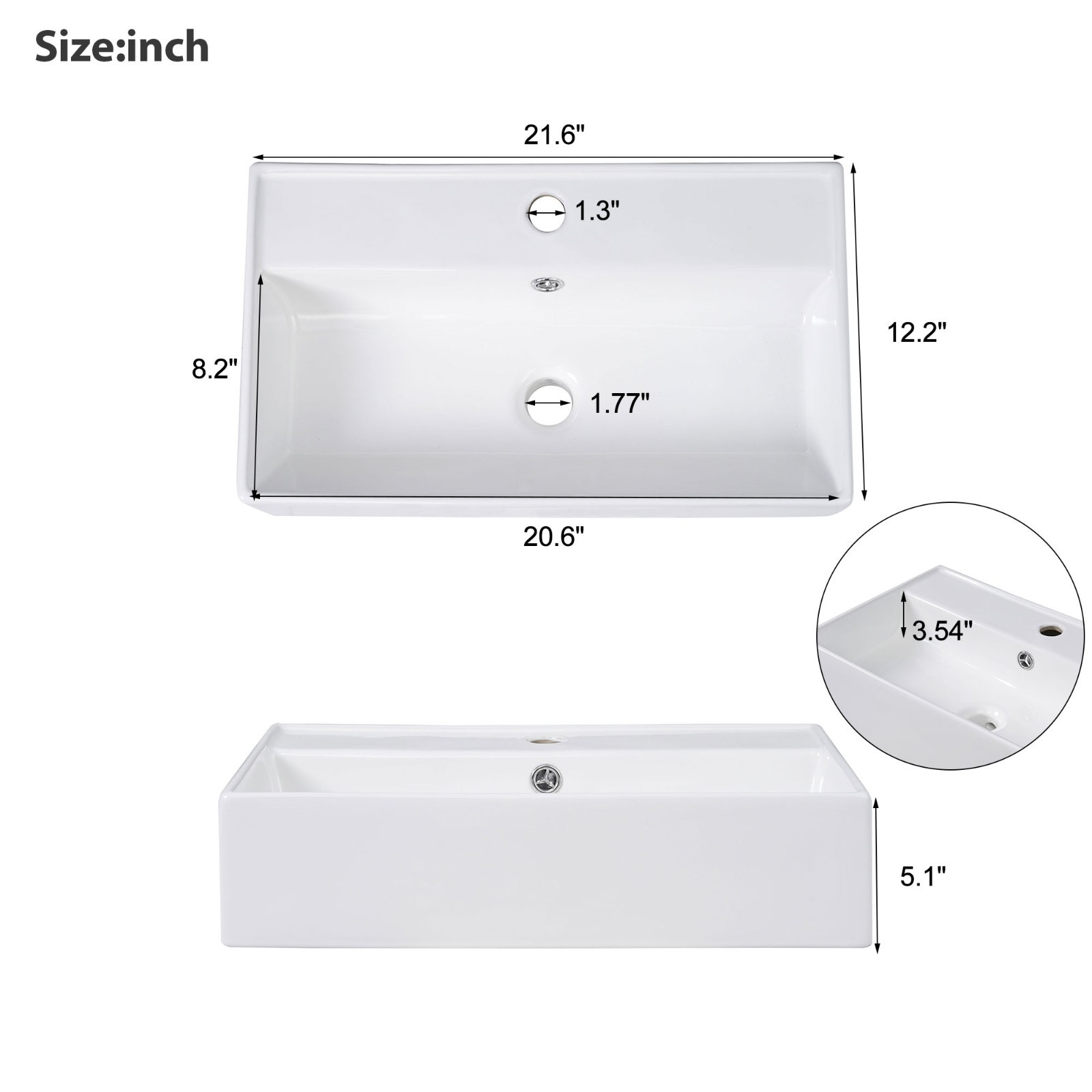 21.6″ bathroom vanity w/ceramic sink,freestanding left door storage cabinet