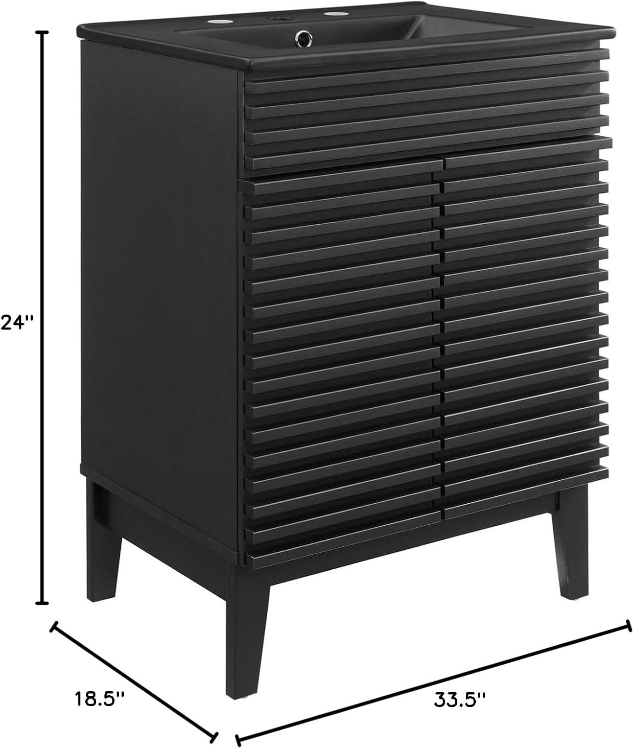 Elegant 24″ Black Bathroom Vanity with Sink for Modern Spaces