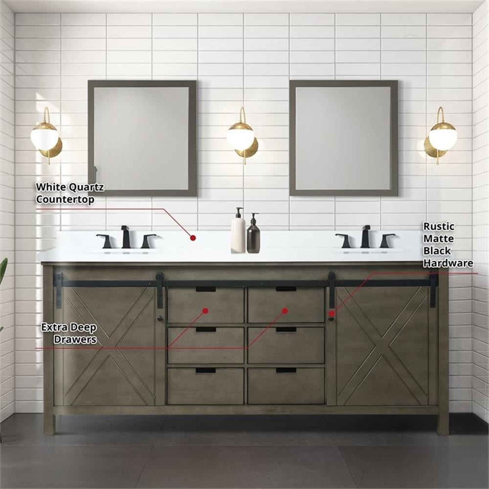 Lexora Home Marsyas 80″ Vanity Cabinet in Rustic Brown
