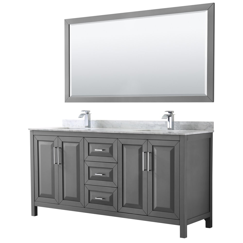 Wyndham Collection WCV252572DUNSM70 Daria 72″ – Dark Gray / White Carrara Marble