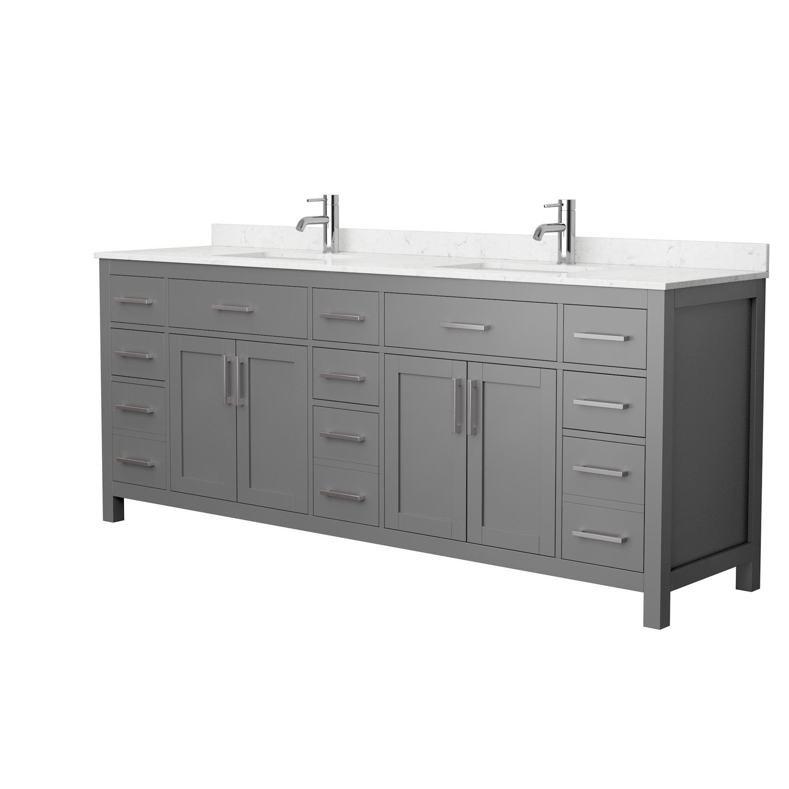 Wyndham Collection WCG242484D-UNSMXX Beckett 84″ – Dark Blue / Carrara Cultured