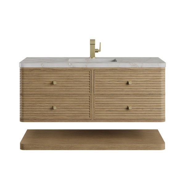 48″ James Martin Allamari D640-V48-DMS-3VSL Vanity Cabinet Silver Silestone Top