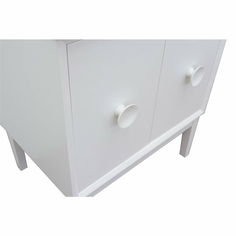 Stora 31″ Single Oval Sink Vanity with Gray Granite Stone Top in White