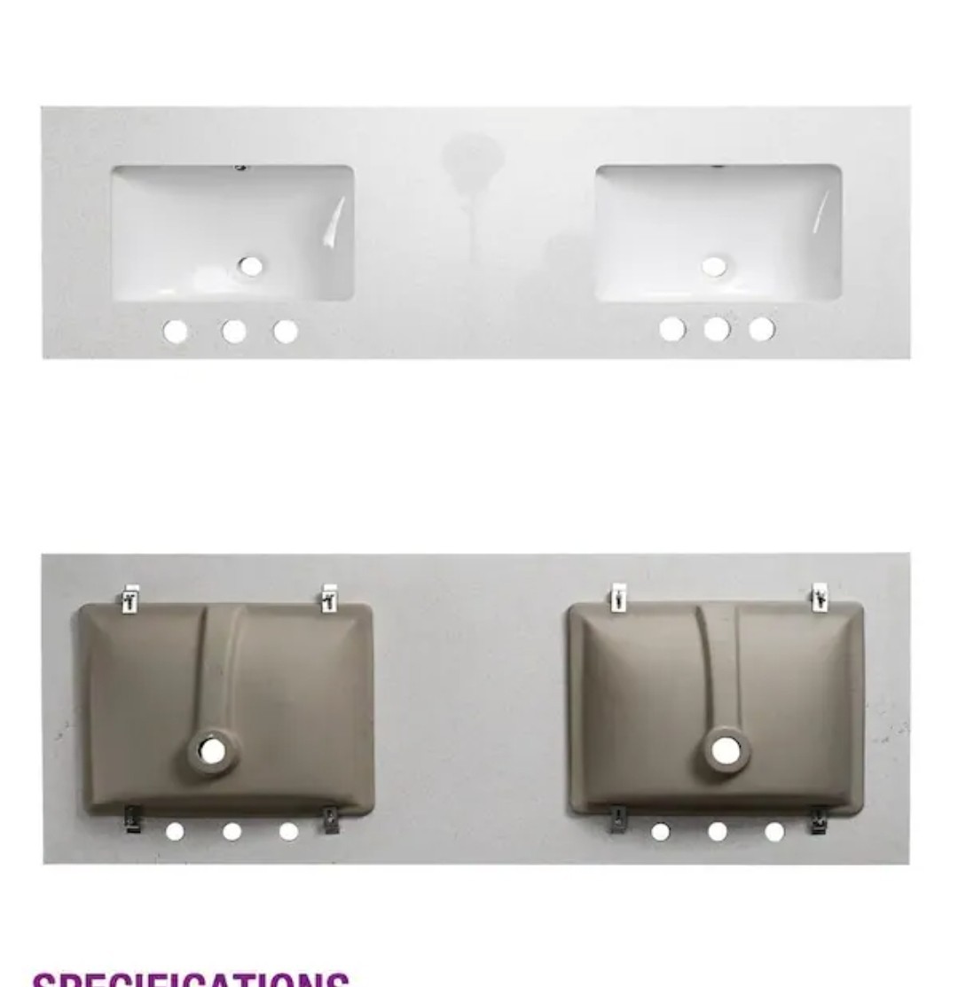 ✨️ YASINU 72 in. W x 22 in. D Quartz White Rectangular Double Sinks Bathroom Van