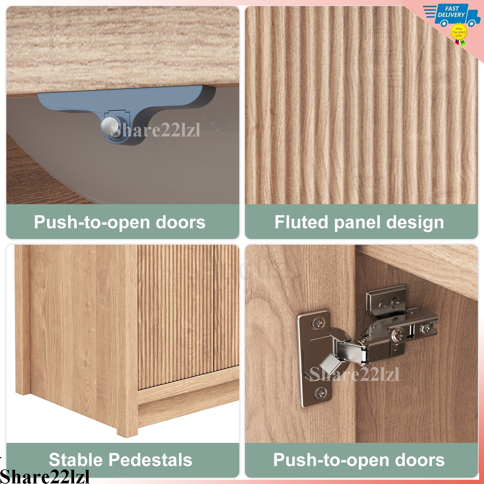 47″ Bathroom Vanity with Double Ceramic Sink, Modern Storage Cabinet with Doors
