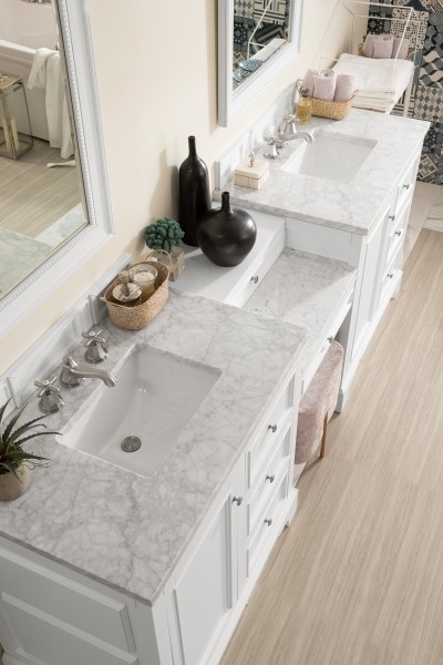 94″ James Martin De Soto 825-V94-BW-DU-CAR Double Vanity Cabinet Carrara Top